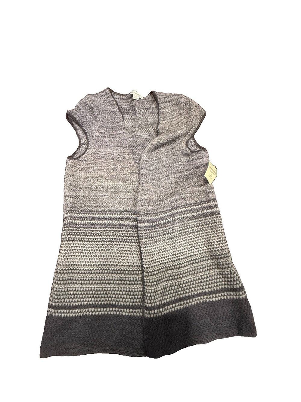 Coldwater Creek Ombre Blanket Sweater Vest Gray Open Front Women’s Medium NWT
